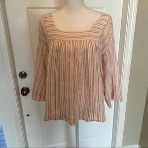 Rachel Zoe linen striped top with square neck